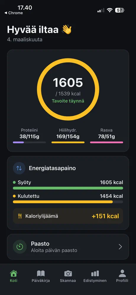 Muru kalorilaskuri yhteenveto