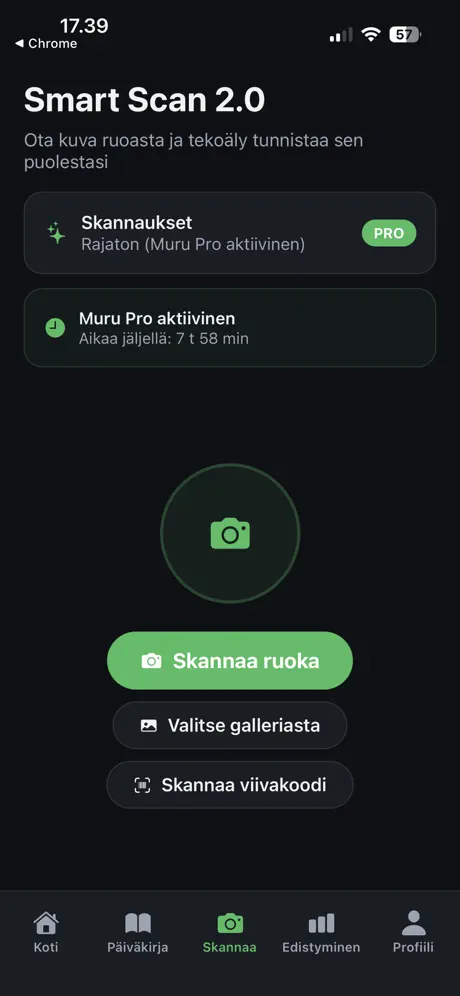 Tekoälyyn perustuva Smart Scan 2.0 ruoan tunnistus